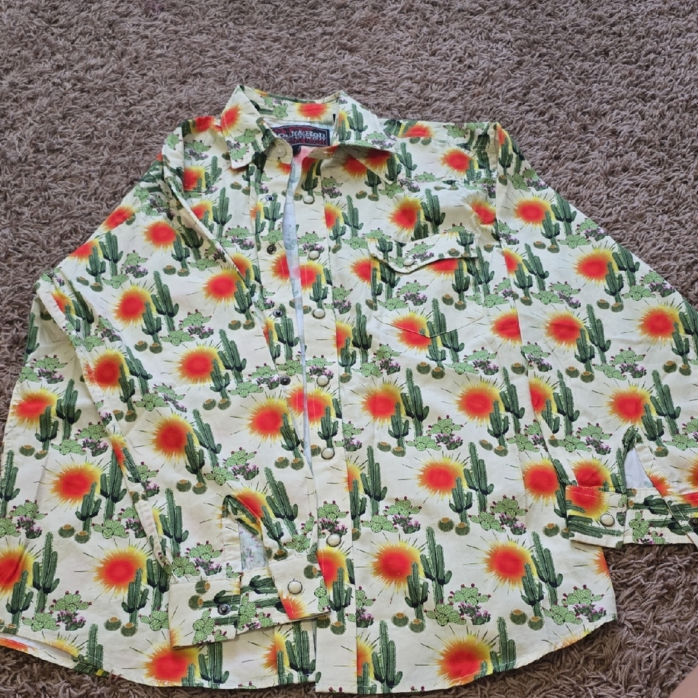 Green and Yellow Floral Button Down Shirt